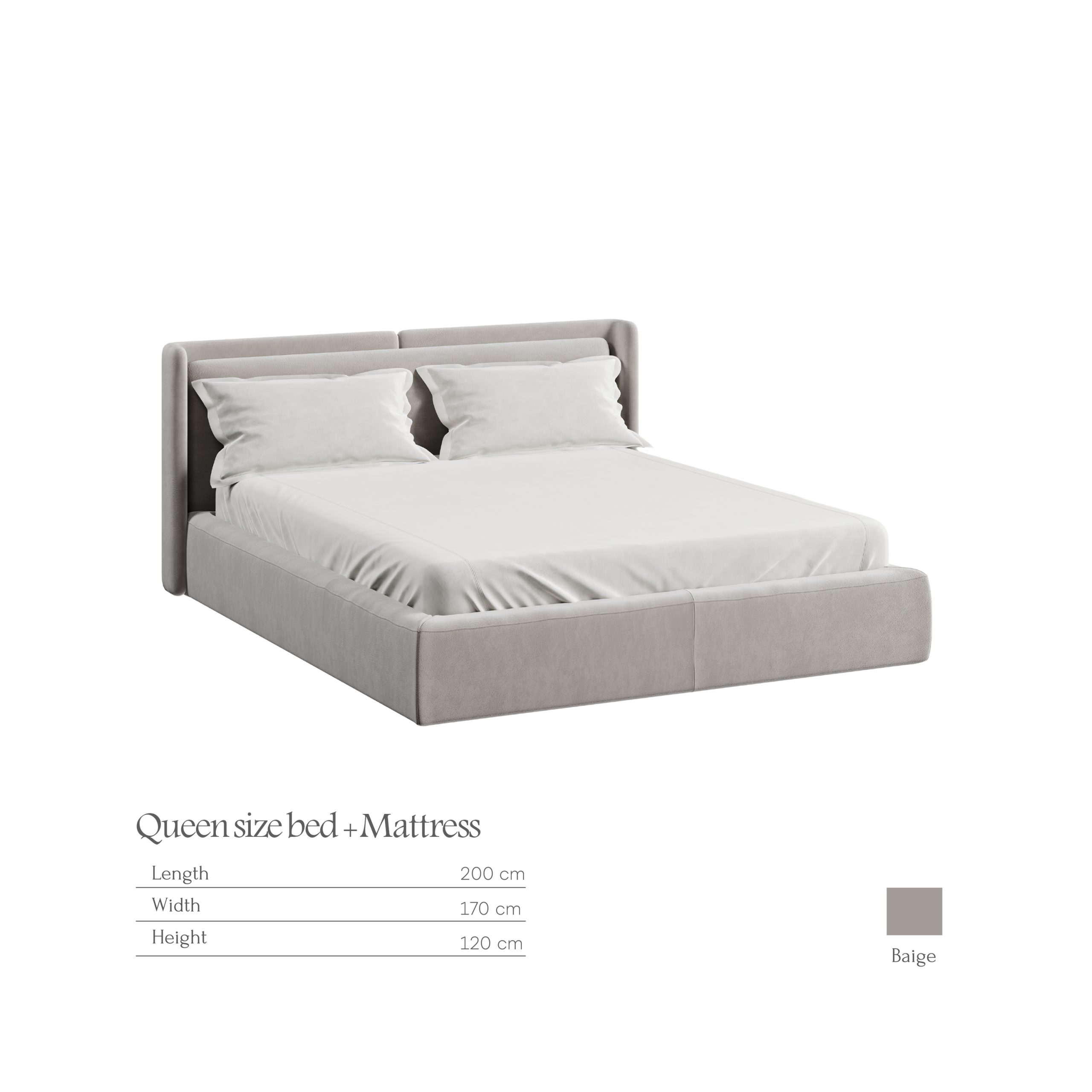 Beige Queen size Bed
